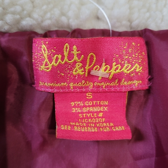 Salt & Pepper Fucshia Corduroy and Sherpa Hooded Winter Jacket Size Women Small - Picture 12 of 12